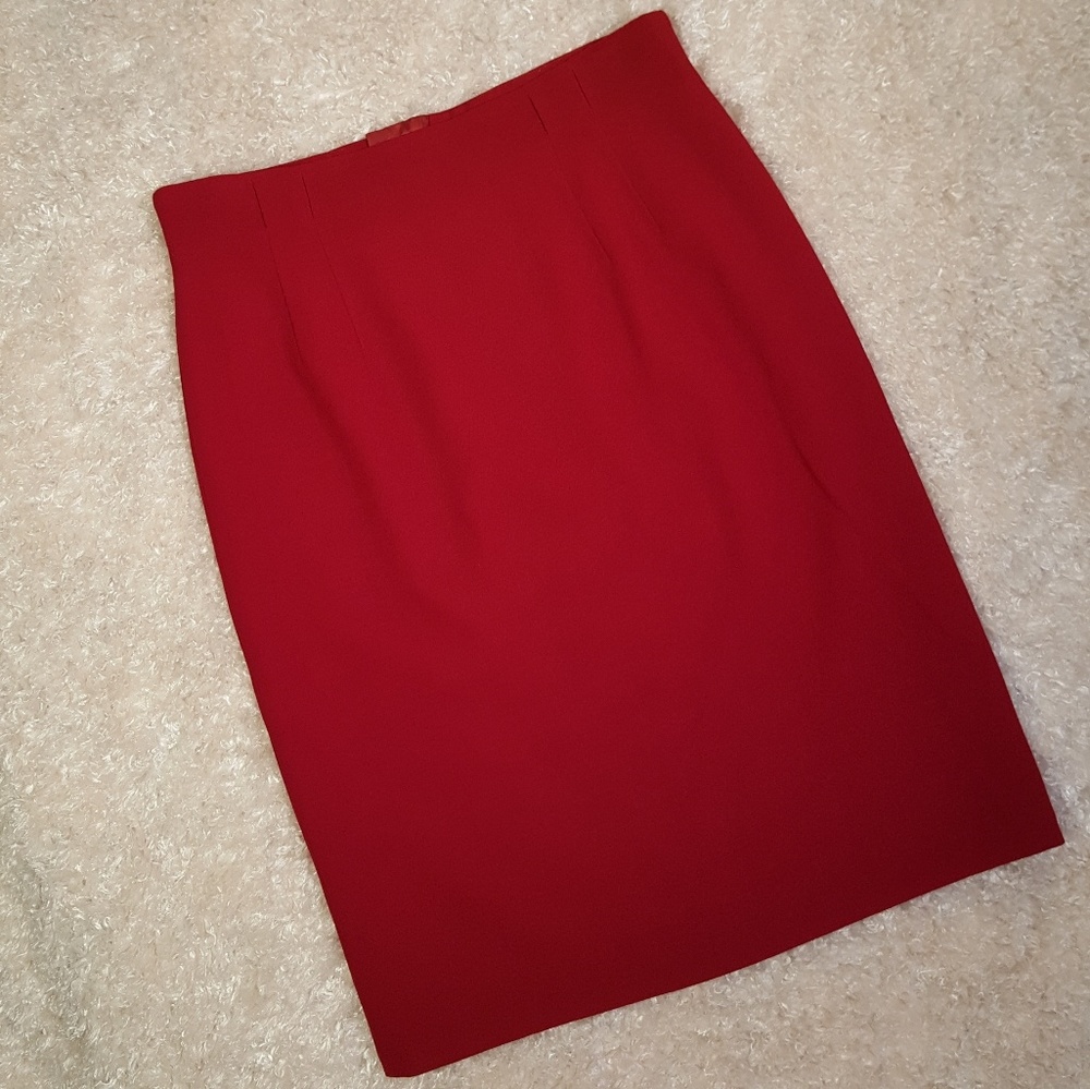 Talbots Red Wool Pencil Skirt